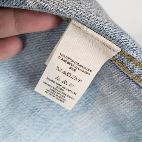 Free People Military Lace Up Back Denim Jacket XS Coat Jean - Picture 12 of 12